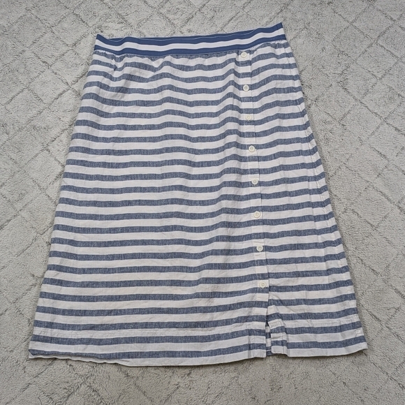 J. Jill Skort Women's XL Blue White Stripe Love Linen Maxi Side Button Nautical - Picture 1 of 8